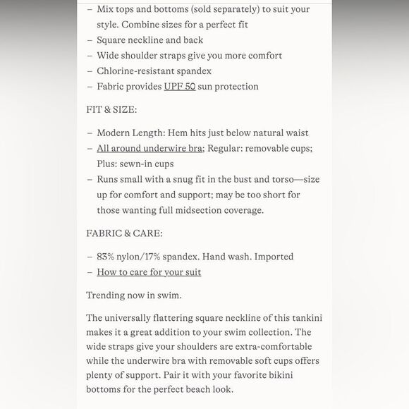 Land's End square neck and back tankini top coral rose white Ditsy Lily 14 DD - Picture 8 of 8